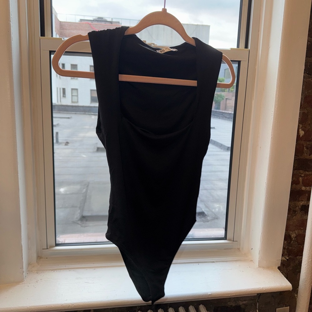 Zara black square neck bodysuit